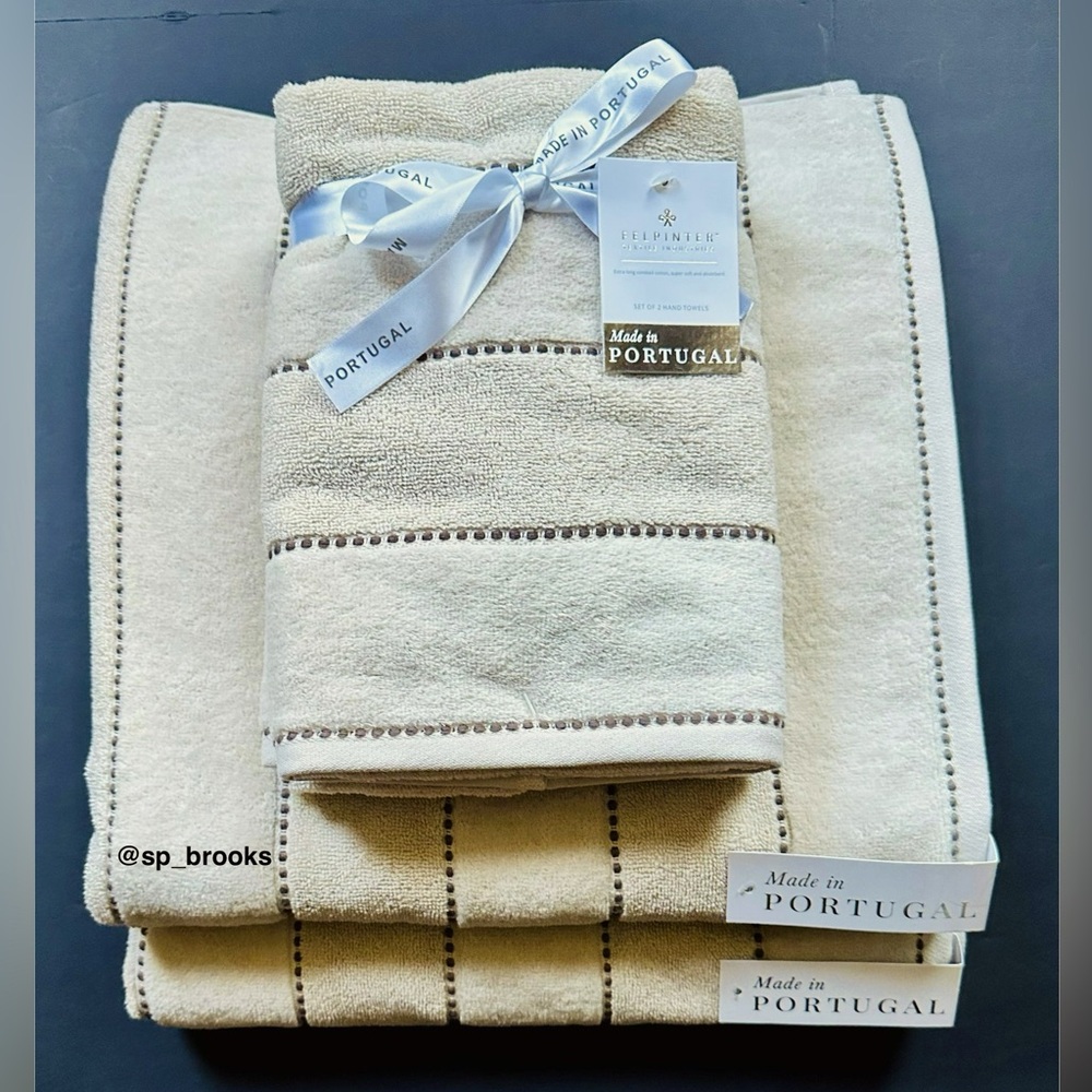 🎁4PC FELPINTER Velour Bath Towel Set - Khaki - Cotton, Super Soft & Absorbent